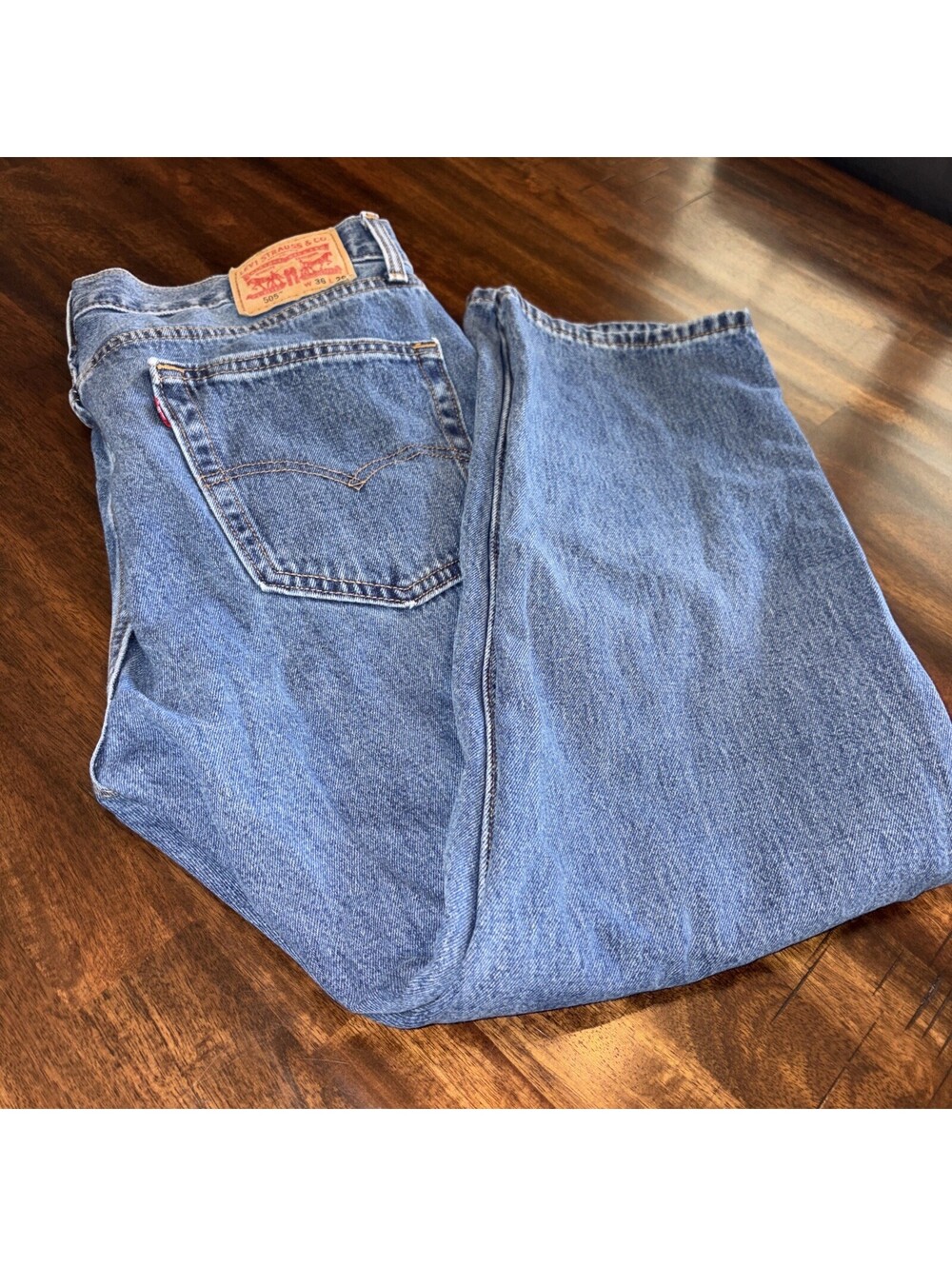 Levi Strauss 505 Mens Jeans 36x29 Blue Straight Leg Denim Casual #4891